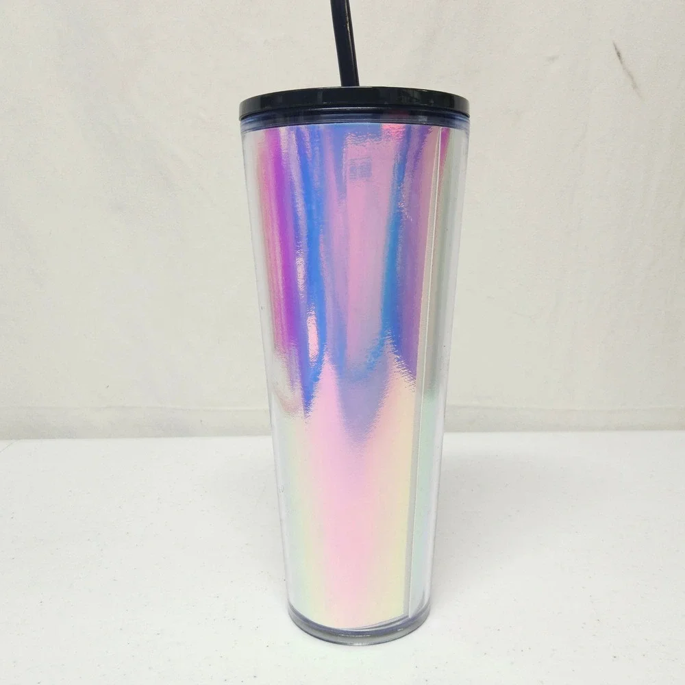 Starbucks Tumbler Cold Cup‎ 24oz Iridescent Holographic Pink Blue SKU 011143235